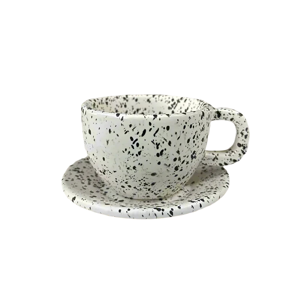 كوب سيراميك من باداب مع مقبض من الحجر الأبيض