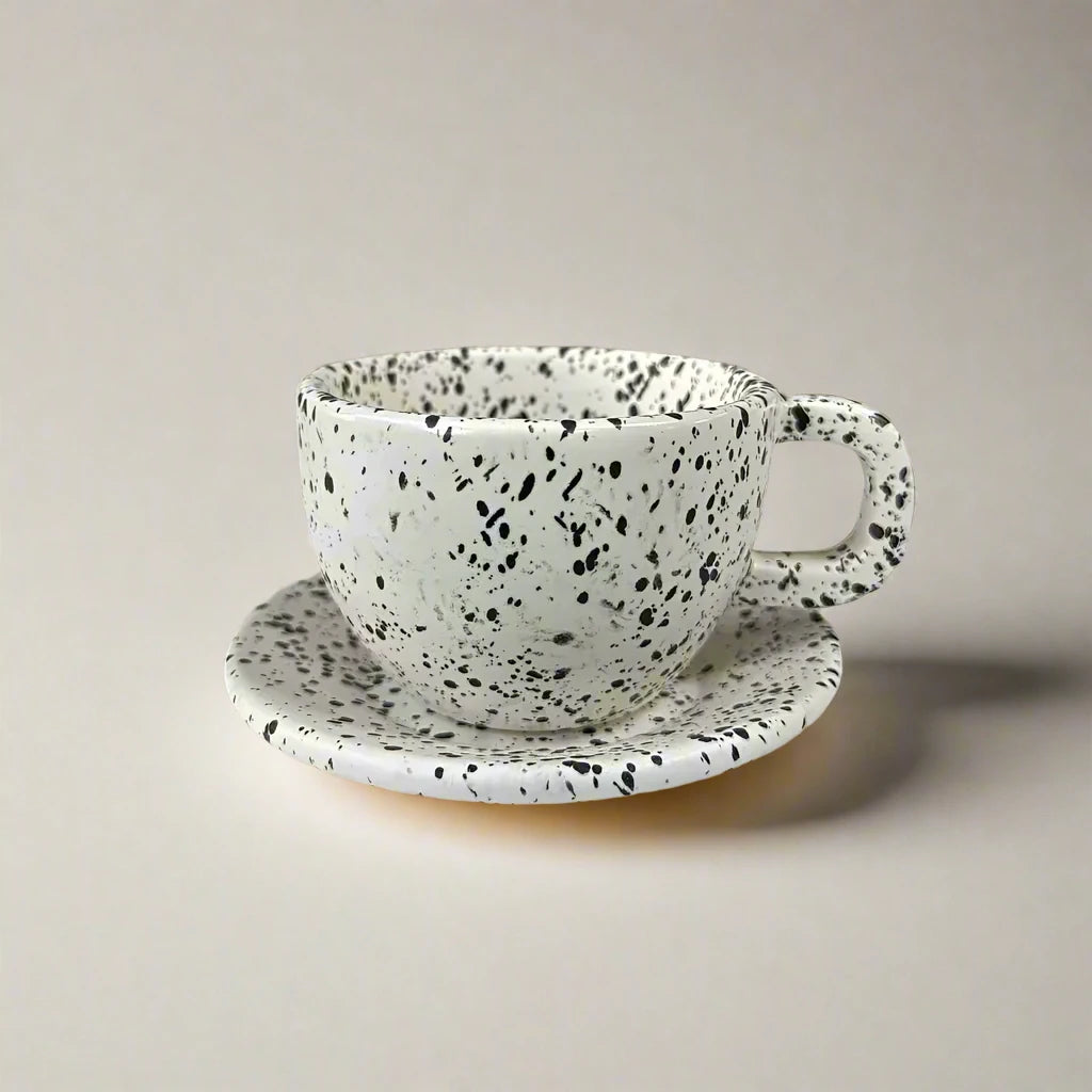 Baadaab White Stone Ceramic Cup With Handle