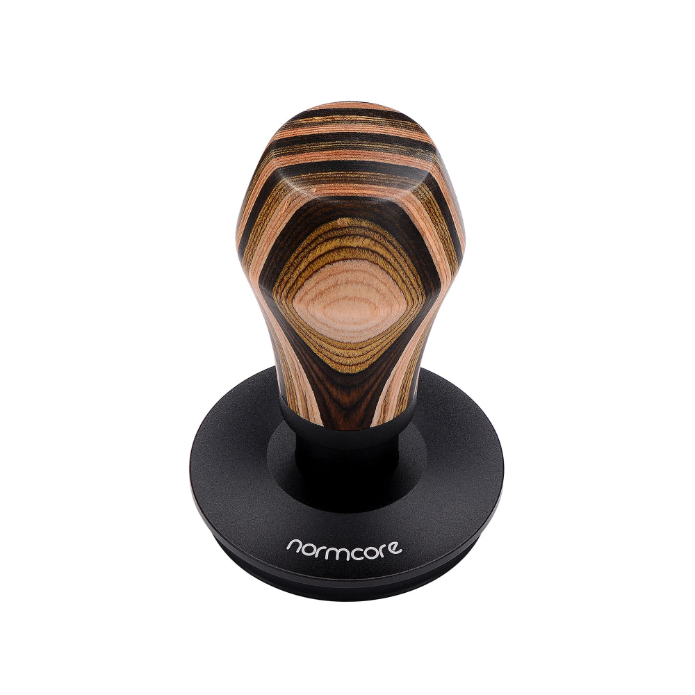 Normcore Spring-loaded Tamper V4 - Titanium PVD Coating Base - Colorful Wood